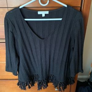 Anthropologie eri + ali fringe tassel sweater. Black size Medium. Worn once
